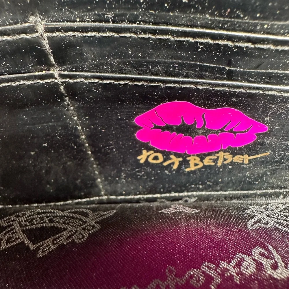 Y2K Betsey Johnson Whimsigoth Skull Rock & Rock Rebel Zip Clutch Wallet ~ Rare